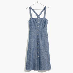 Madewell Chambray Tank Button-Front Midi Dress